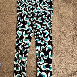 LuLaRoe Leggings with Stork Print - Black and Teal